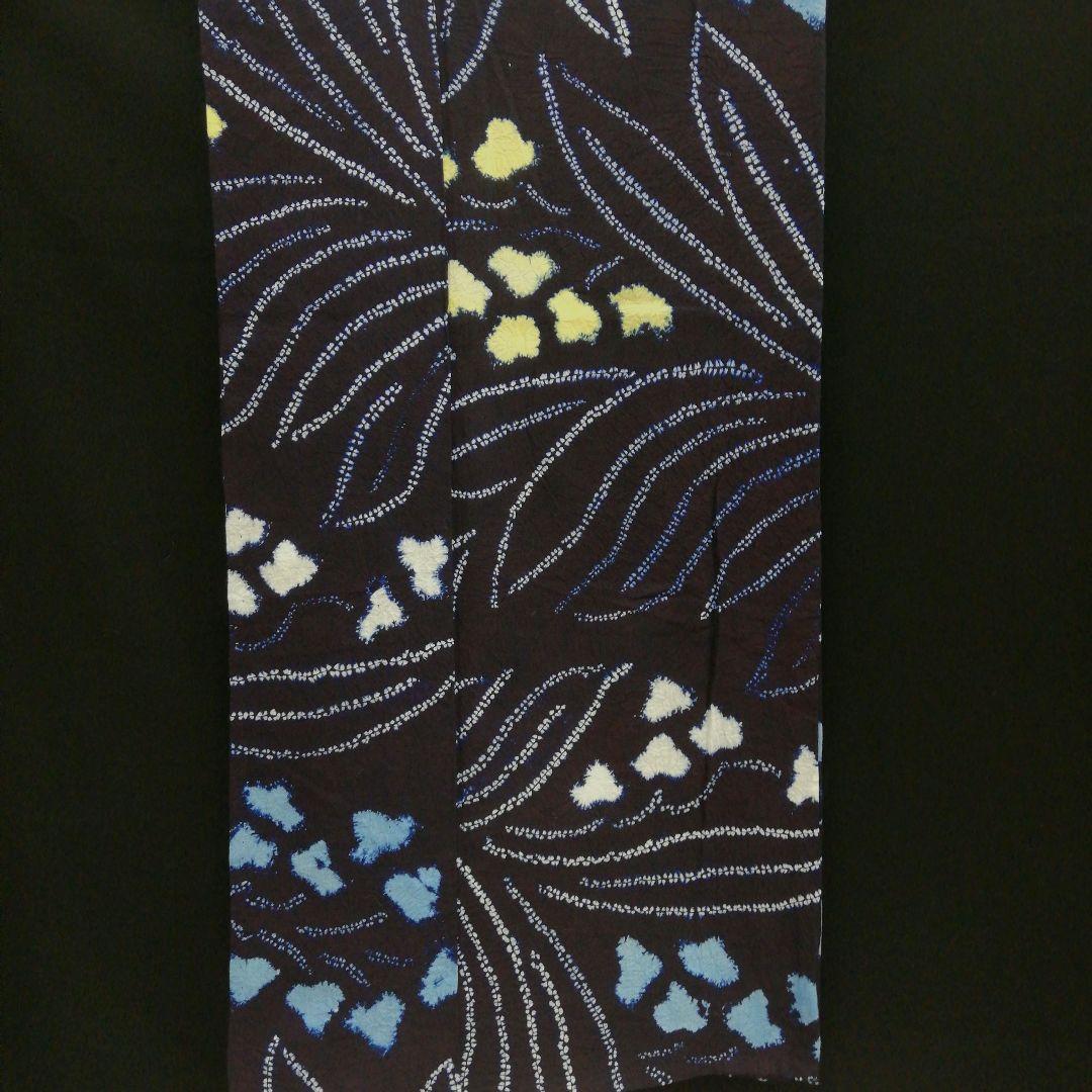 有松鳴海絞り 浴衣 ( 黃白水色花紋様　藍色　手縫い仕立て　居敷当て付)