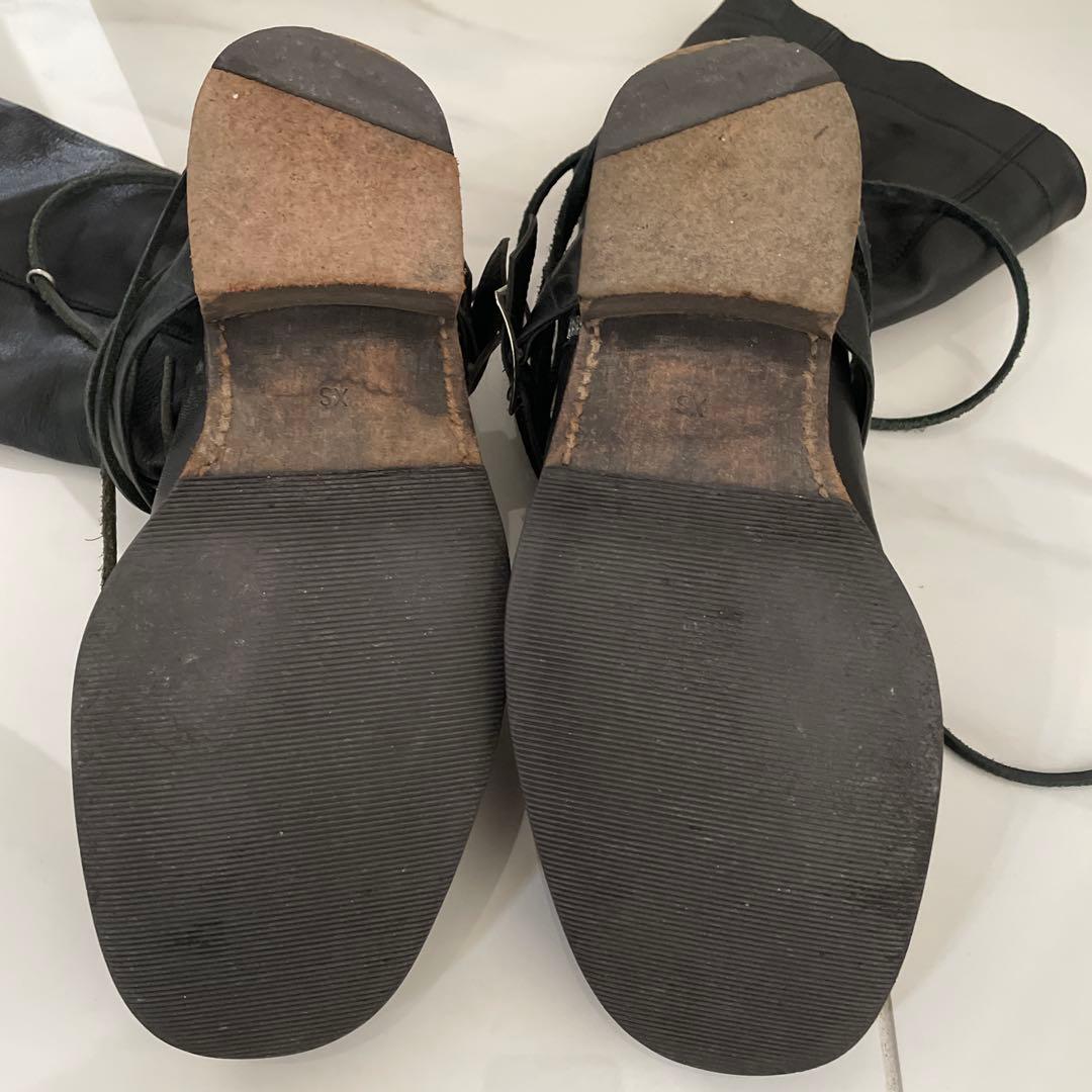 アンダーカバー黒 レザー ロングブーツ バックル付き