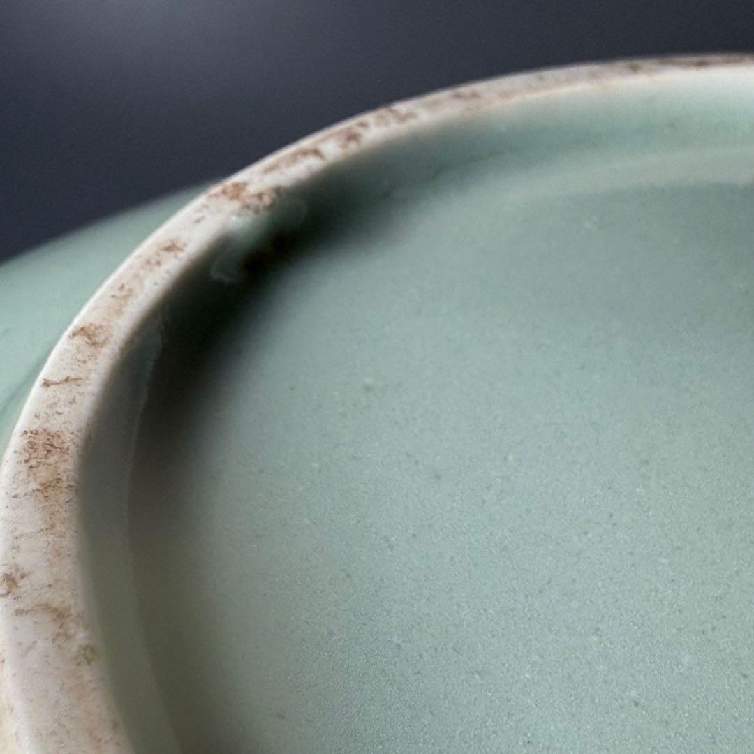 盛期鍋島　安永8年（1779年）　青磁水鉢　当時の共箱　共布　鍋島家　旧蔵