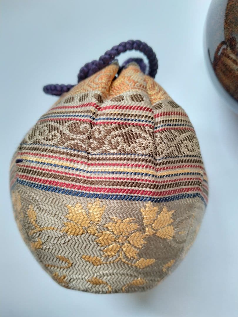 古瀬戸文琳茶入　加藤唐三郎　雲頭段織紋 茶道具