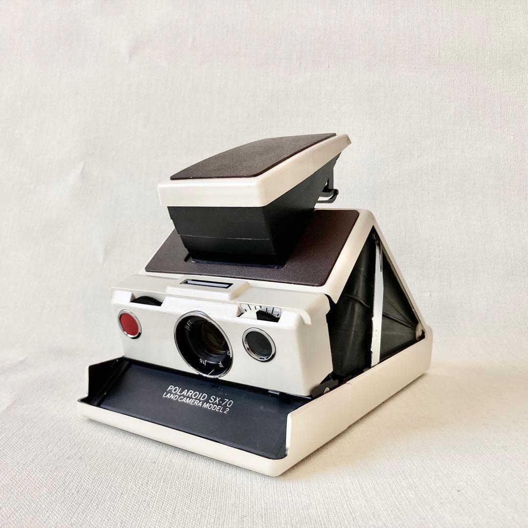 美品 Polaroid SX-70 白茶 整備済 レザーケース付き ポラロイド