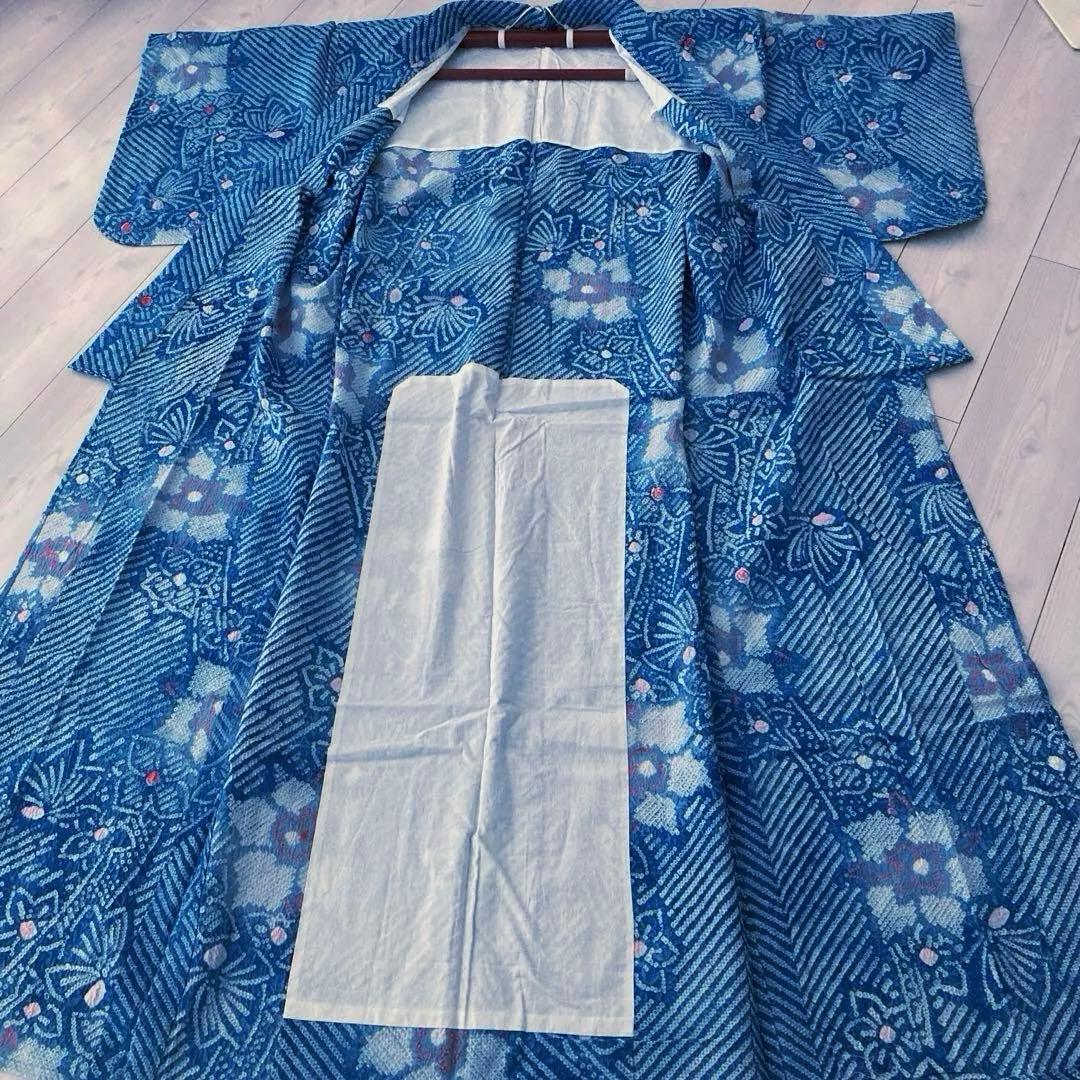 有松絞り　浴衣　鳴海絞り　未使用しつけ糸付　159cm 絞り浴衣　No.200