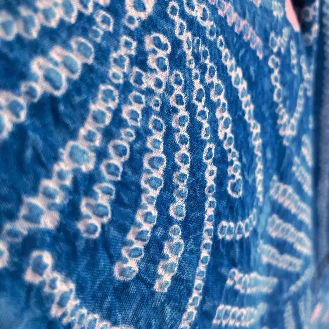 有松絞り　浴衣　鳴海絞り　未使用しつけ糸付　159cm 絞り浴衣　No.200