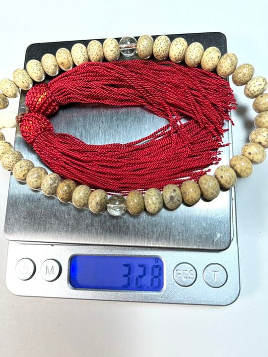 念珠 数珠 数珠 仏教美術 星月菩提腕珠 マンモス玉天然水晶玉隔珠 中古美品