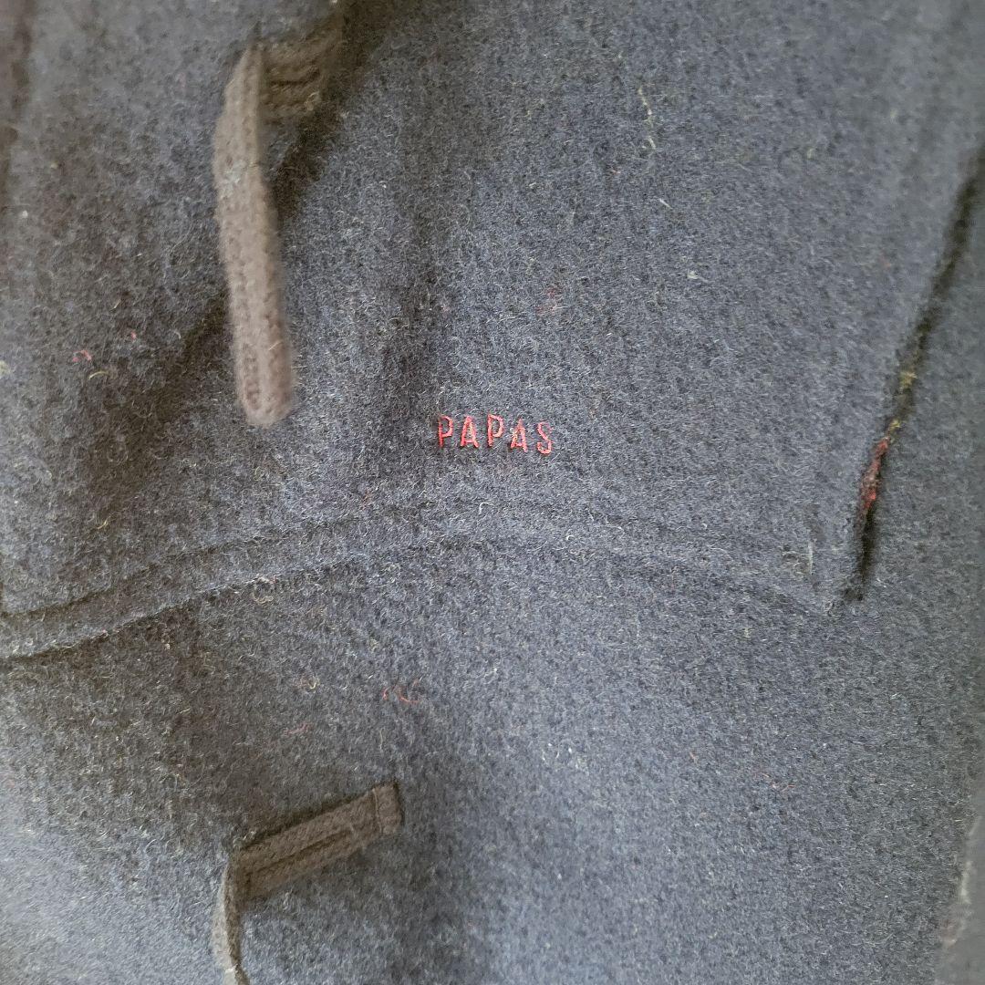 Papas /メルトンウール ダブルフェイス ダッフルコート ネイビー ミドル丈