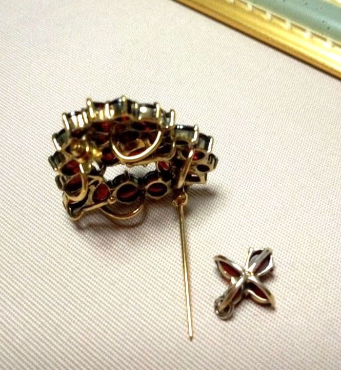 碌山 ラフィネ ガーネット ハート ブローチ ・ ペンダントトップ 2way