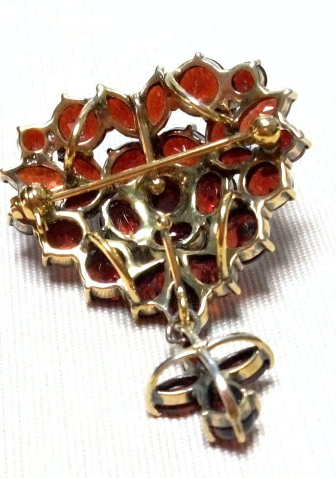 碌山 ラフィネ ガーネット ハート ブローチ ・ ペンダントトップ 2way