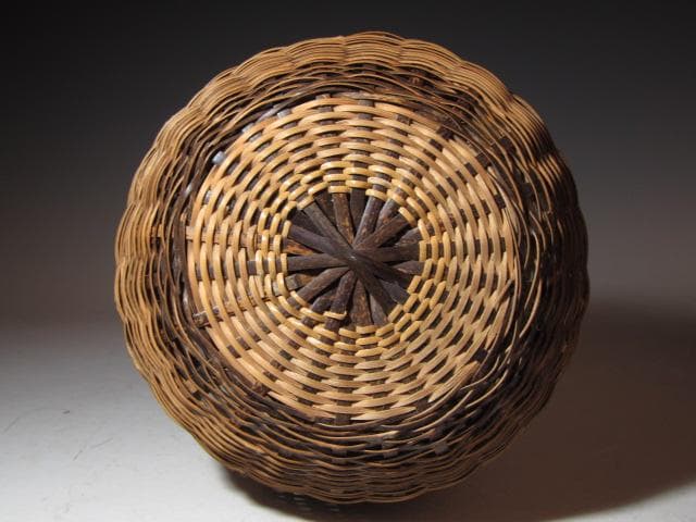 裏千家六代 六閑斎在判 篭花入「端月」八代 又玄斎 一燈追書k549