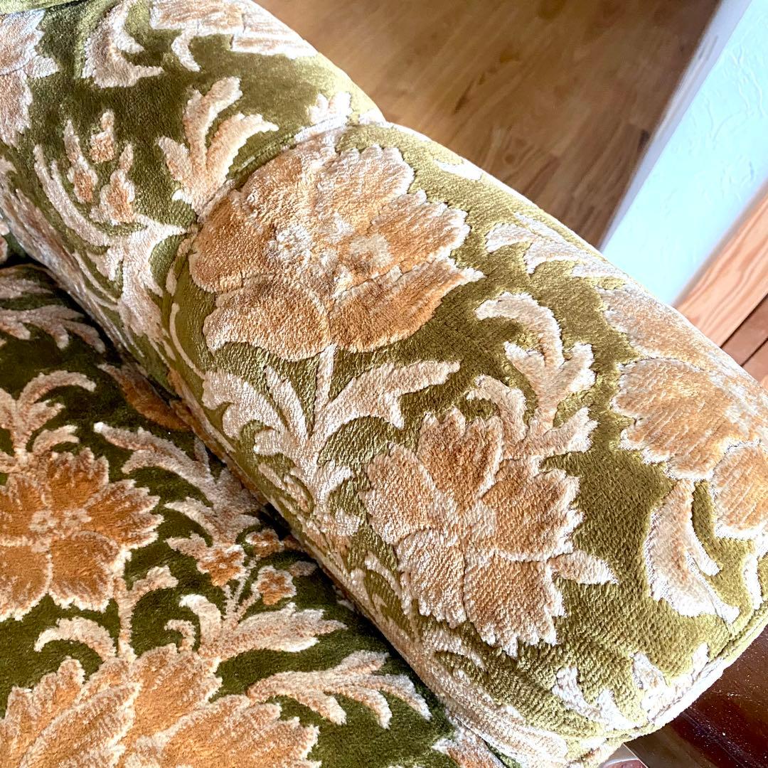 昭和レトロ オールド カリモク 金華山 1人掛け ソファー 花柄 ベロア ②