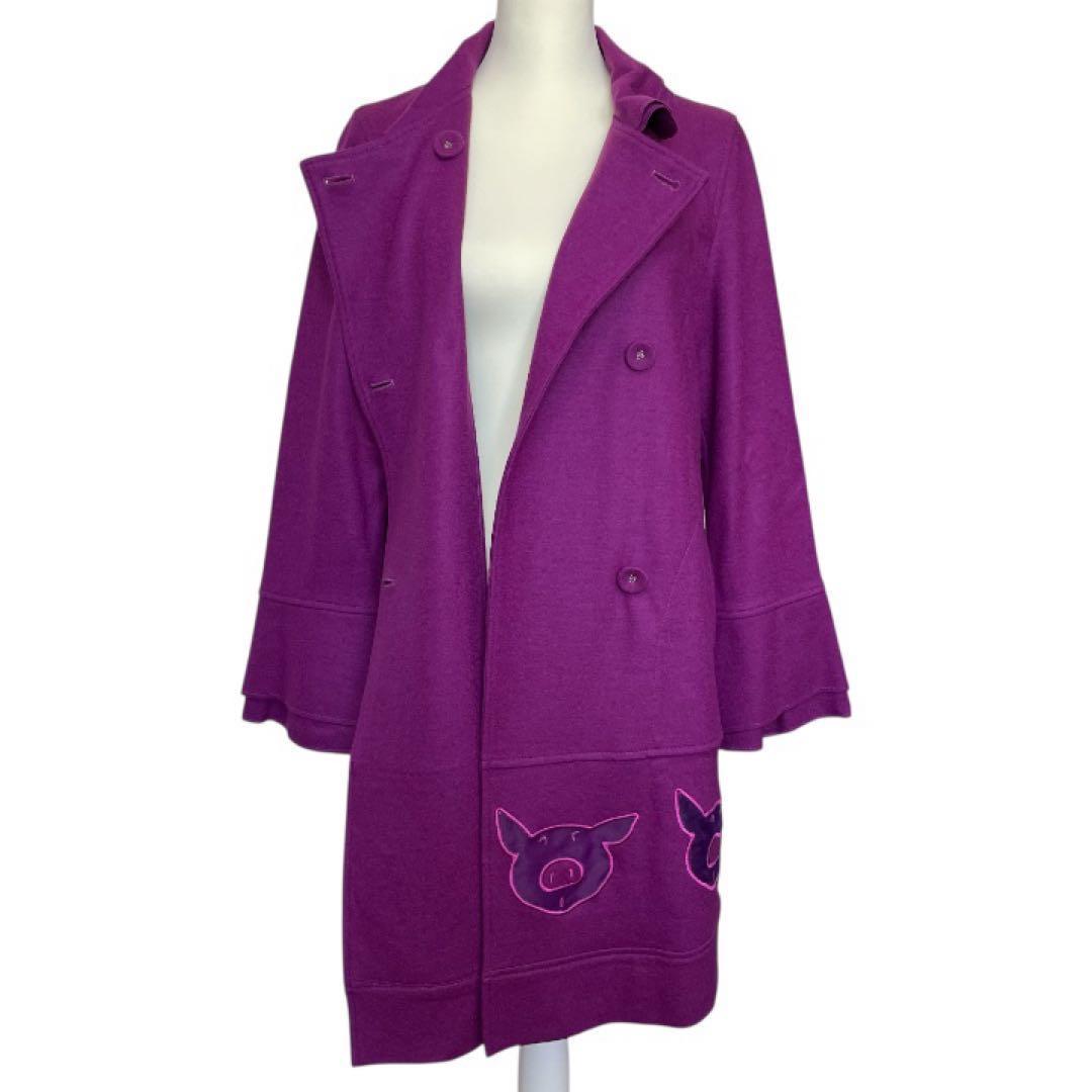 オレボレブラ　ウール100% エリ　袖二重仕立て　ダブルコート　パープル系