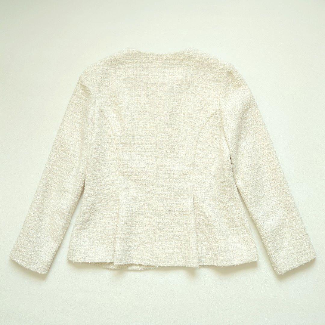 【美品】Demi-Luxe BEAMS　ツイードペプラムジャケット　オフホワイト