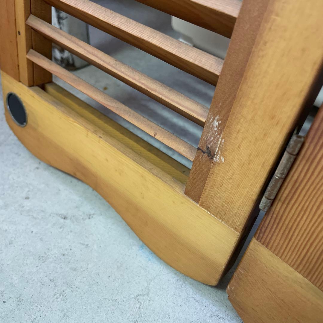 ヴィンテージ ウッドドア ミラー 両開き扉式 壁掛け 鏡 姿見 蚤の市 ルーバー