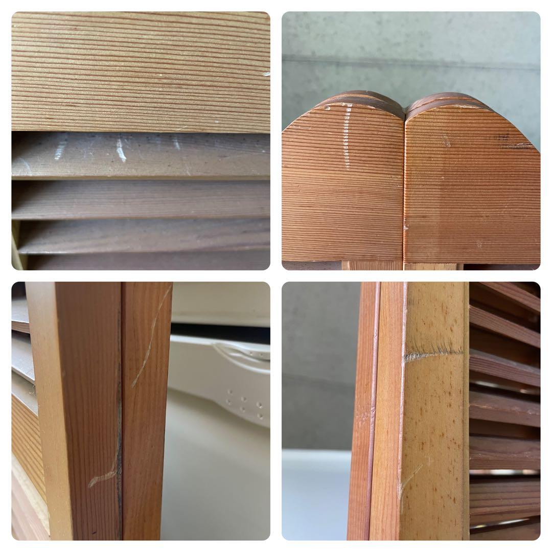 ヴィンテージ ウッドドア ミラー 両開き扉式 壁掛け 鏡 姿見 蚤の市 ルーバー