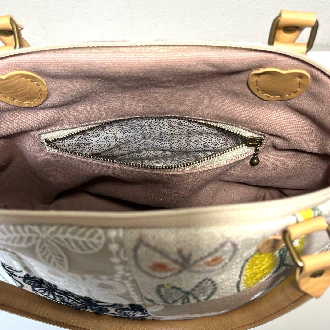 ミナペルホネン　ハンドメイド　楕円底ファスナーバッグ