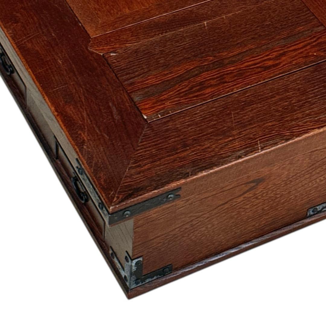 ロダン　中古　国産民芸家具　四隅の金具　火鉢囲炉裏、関西火鉢、木製