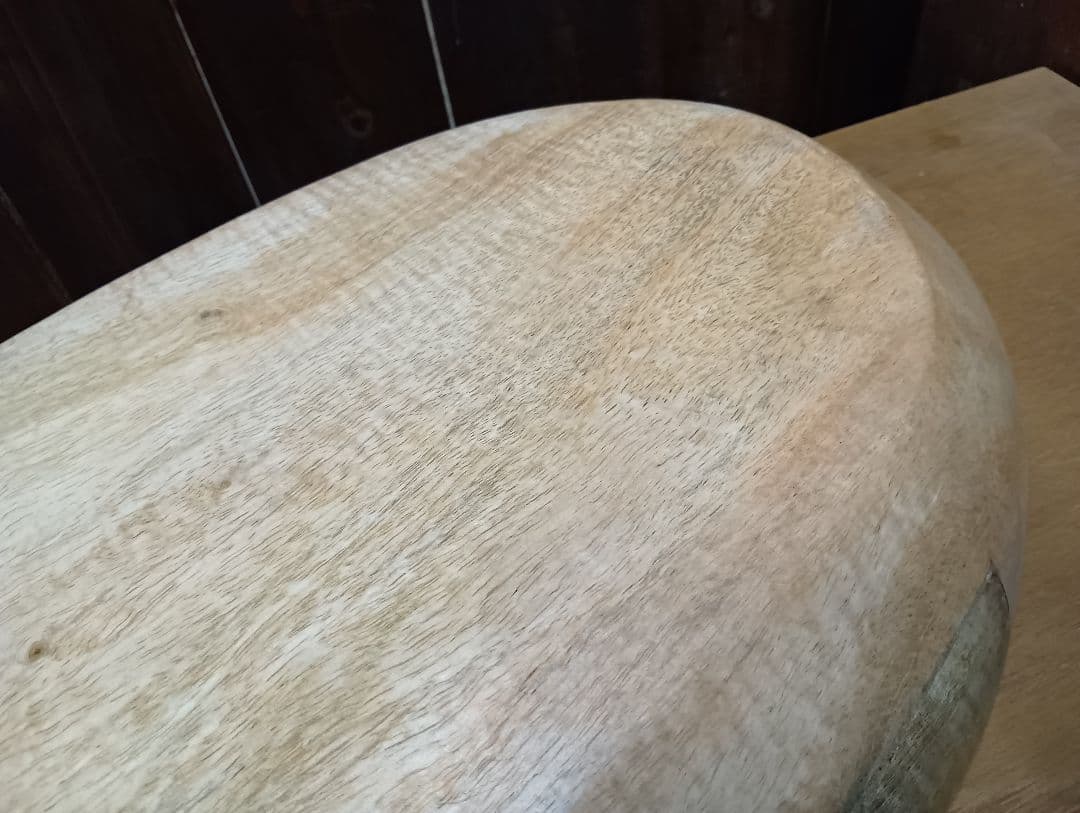 希少　1960's　オールドチーク　無垢材　ウッドカービング　バスケット　トレイ