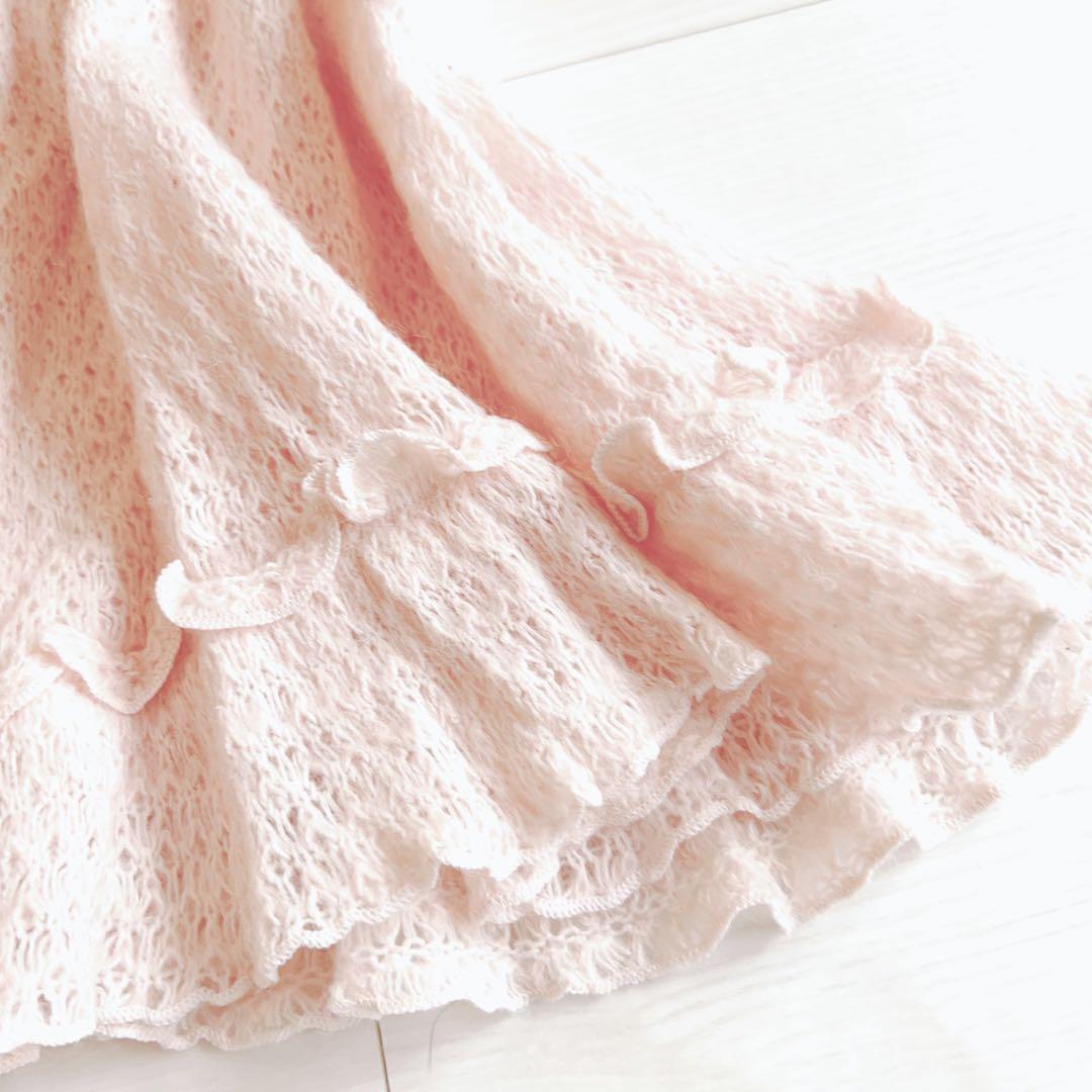 リズリサ コーラルピンク系 リボン フリルキャミソール