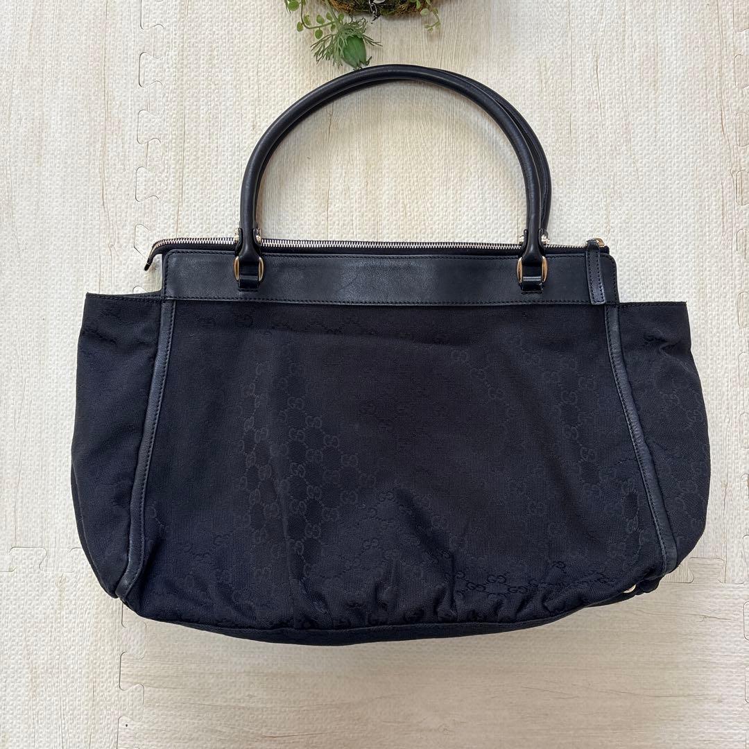 GUCCI グッチ　レザー×キャンバス地　ゴールド金具