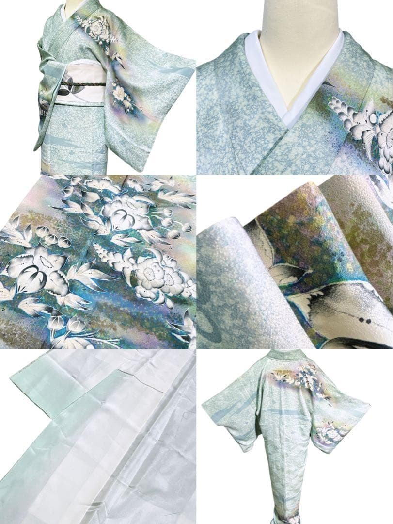 A130愛華 着物 訪問着　作者物　落款あり　辻ヶ花　正絹　美品