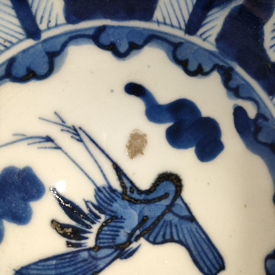 A1349-4/古伊万里染付雲鶴文輪花皿8客/銘々皿/飾鉢/盛鉢/懐石道具/