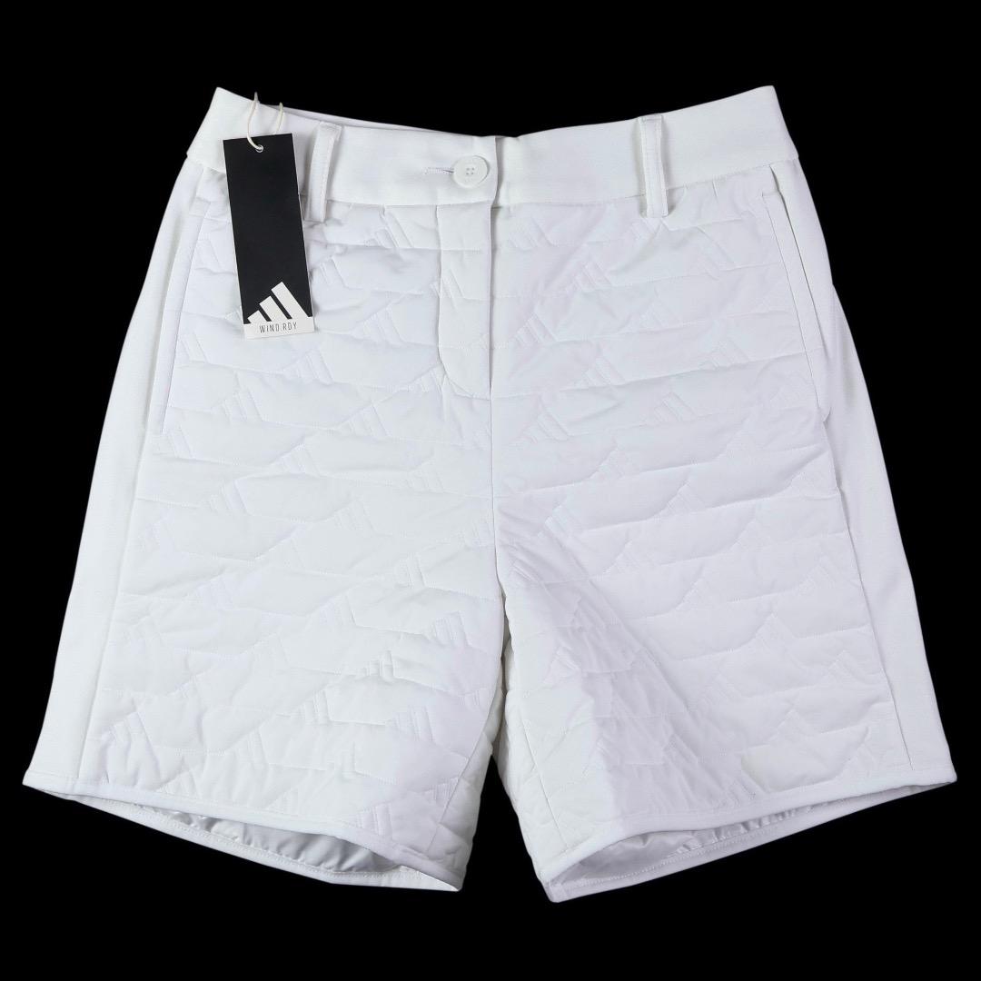 【S】秋冬 定価34,100円 アディダス ゴルフ 中綿 キルト セットアップ白