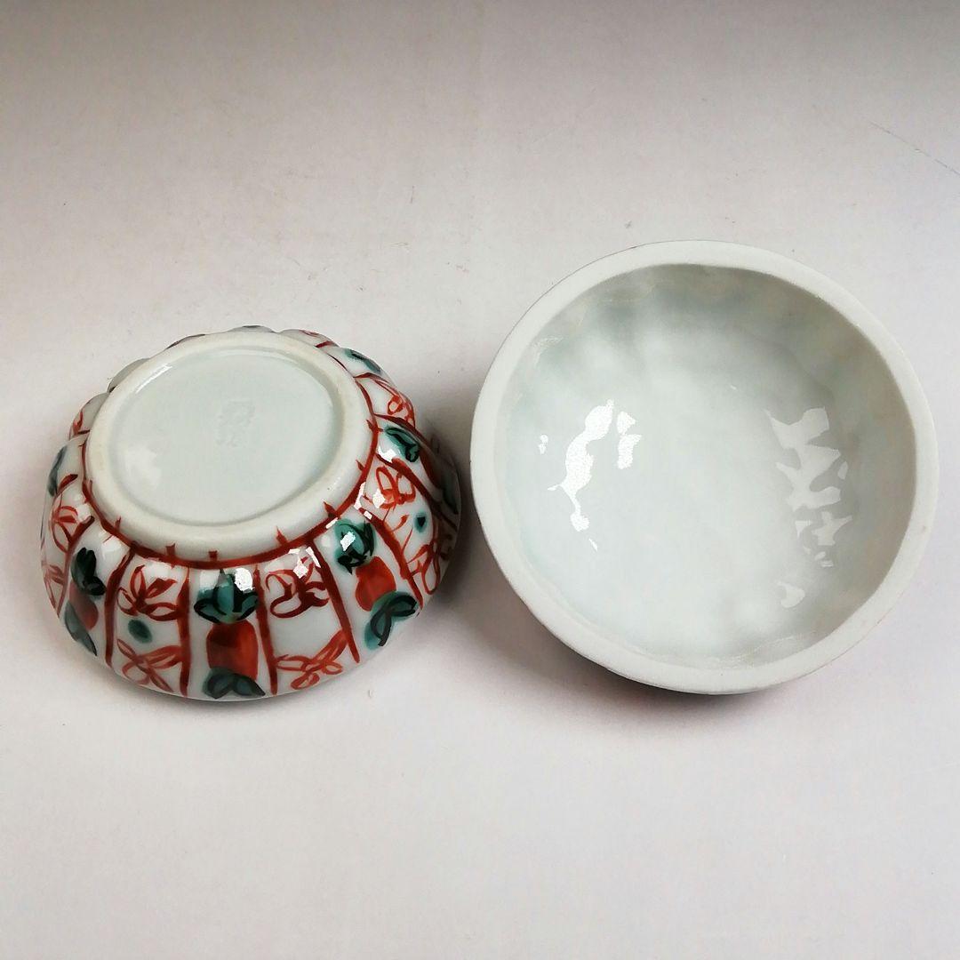 Ｔ９３３　香合　『赤絵　菊兎』『高野昭阿弥 造』　共箱　茶道具