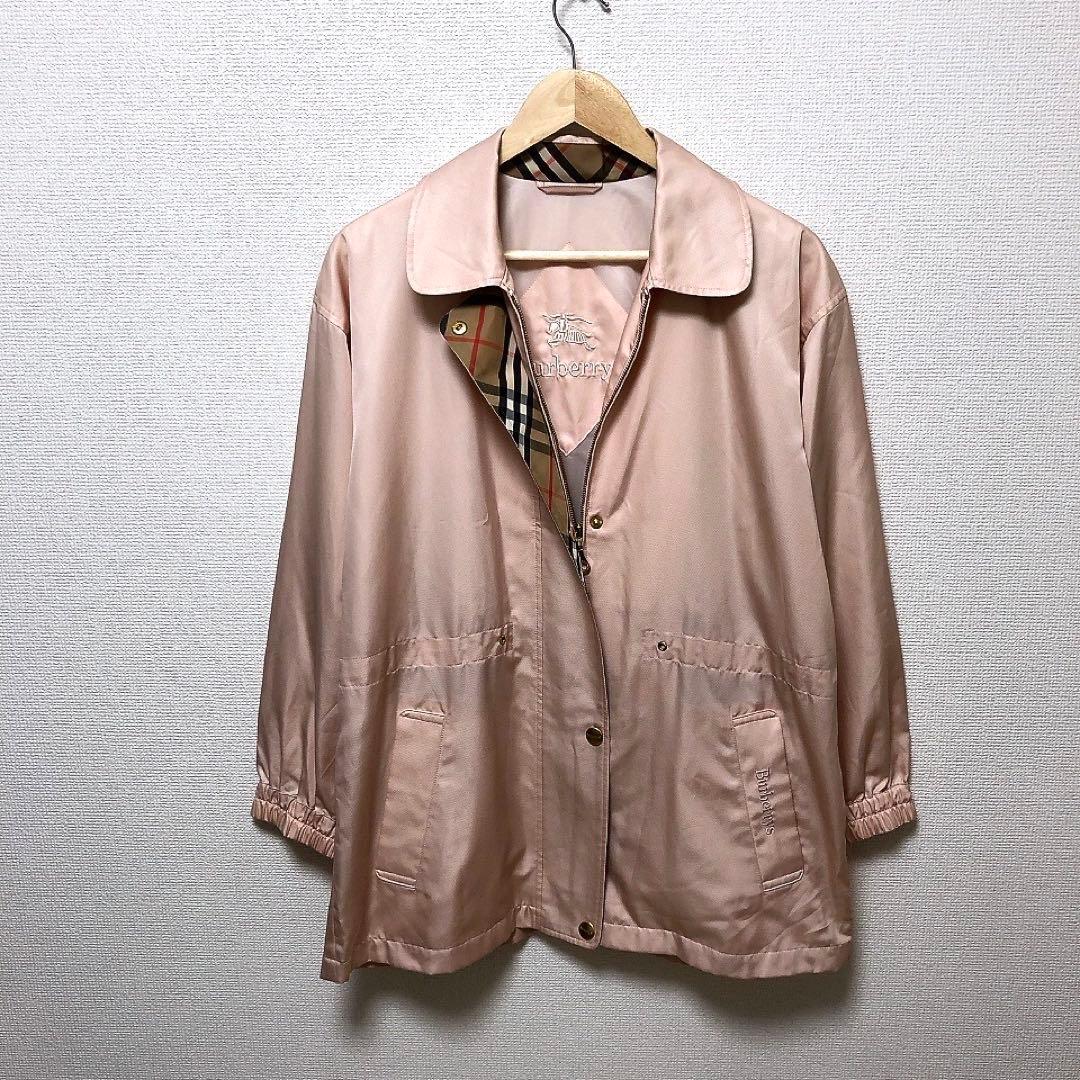 バーバリー　ブルゾンコート　金ボタン　ピンク　ノバチェック