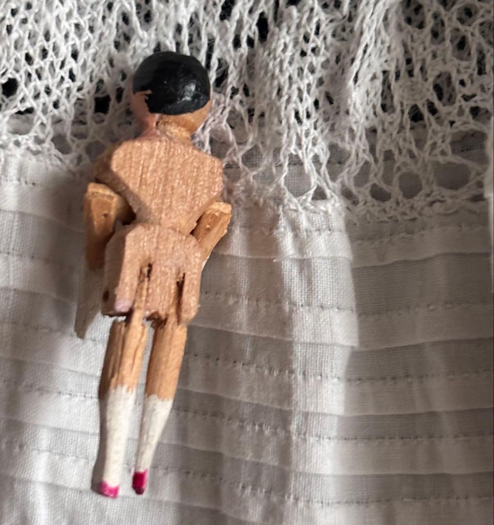 レア極小3.3cm ペグドール　ウッデンドール　アンティークドール