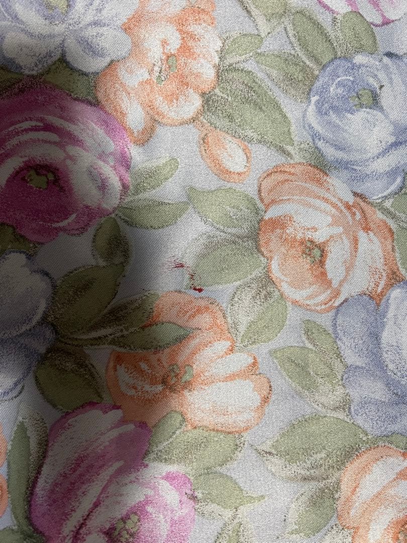 花柄 光沢カーテン