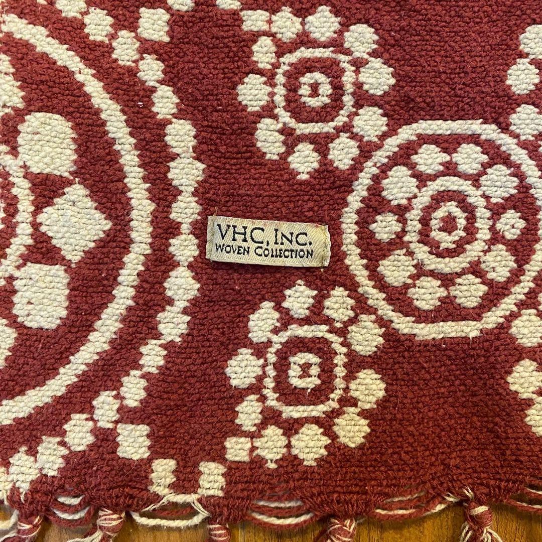 VHC ゴブラン織 ラグ 赤 メダリオン 両面配色 USA ヴィンテージ