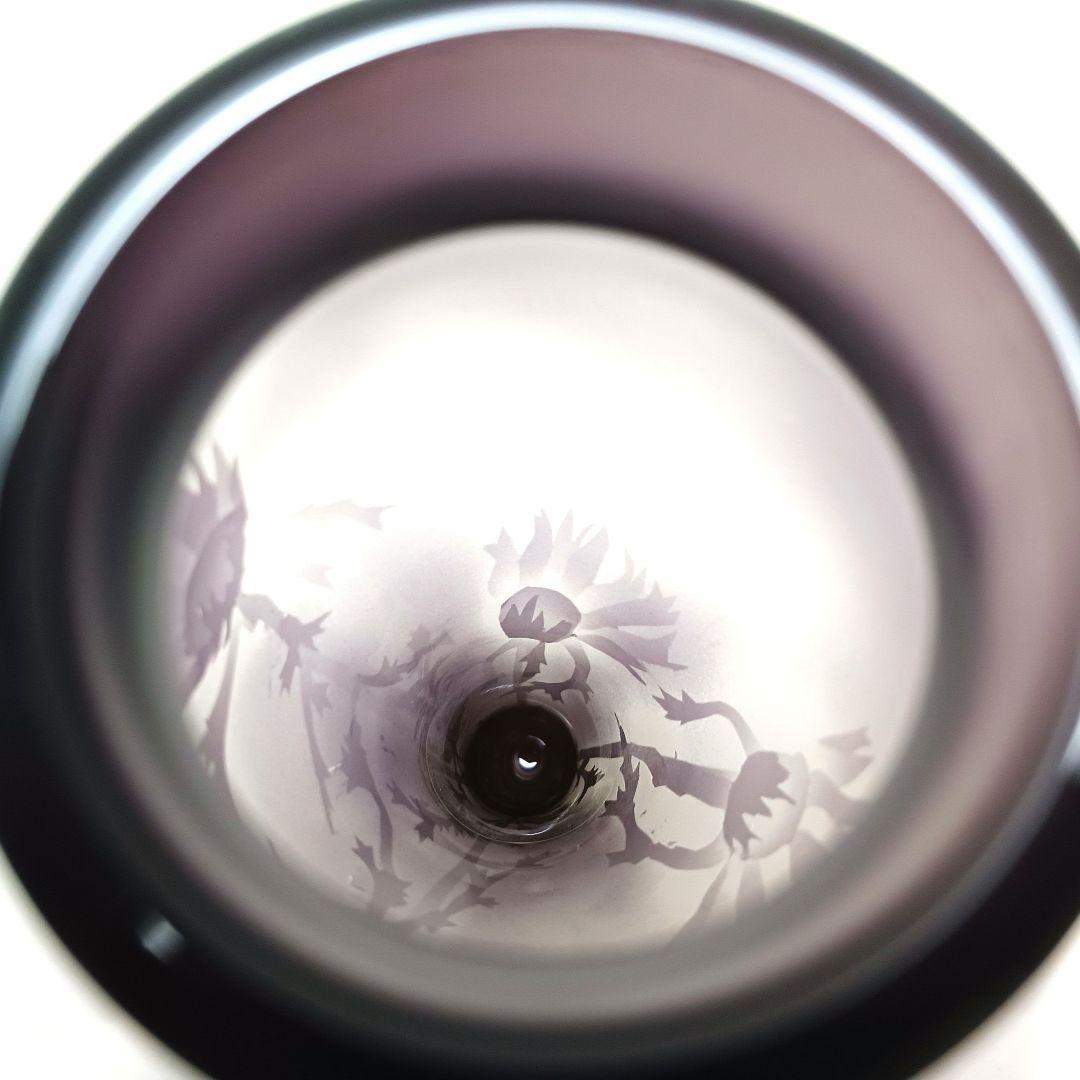 Y3279-1 ガレ風 被せガラス 花文花瓶 高さ23㎝　 　ten