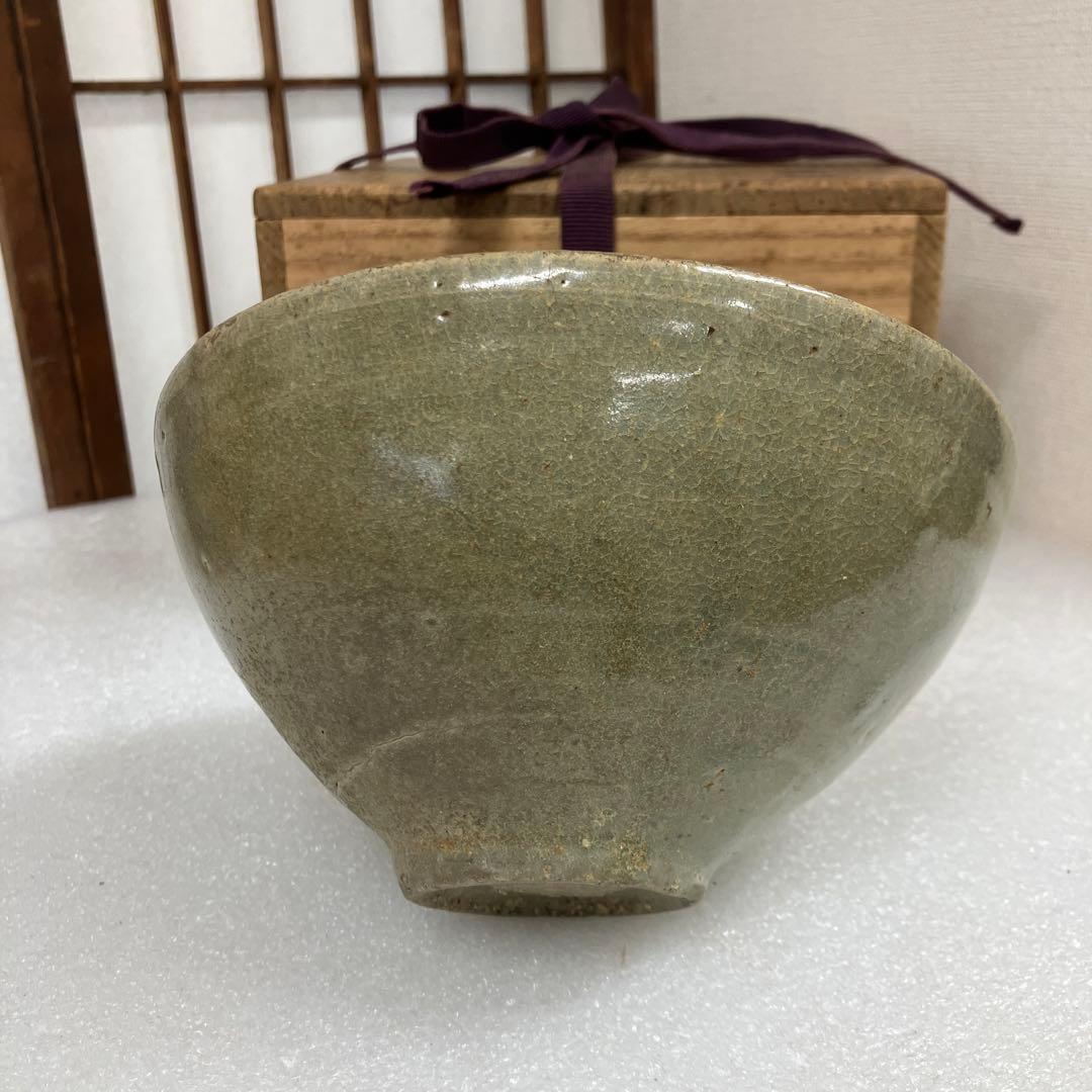 骨董品　茶道具　茶碗　高麗　青磁　堅手茶碗　共箱　N246SJC