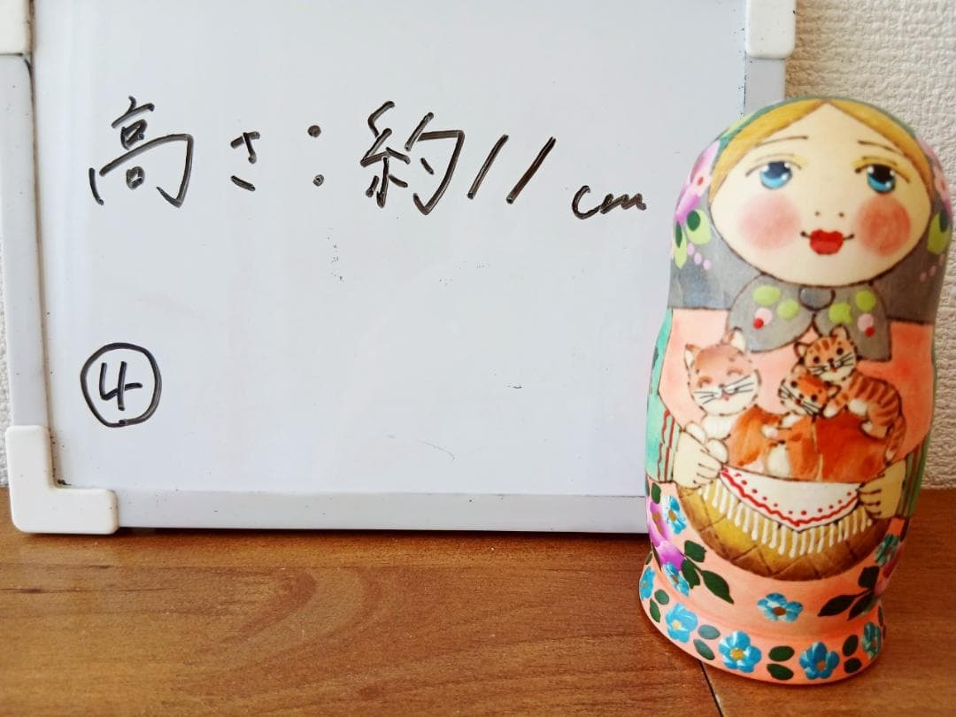 【LYH058】 北欧ロシア雑貨、マトリョーシカ【3匹の猫】リューバ作