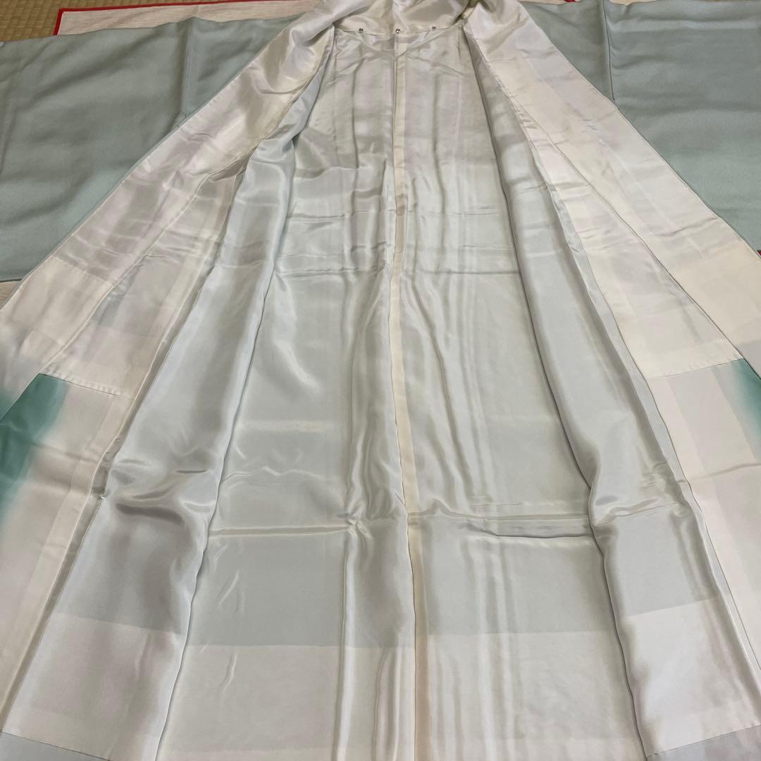 正絹　水色刺繍付下げ　高級美品