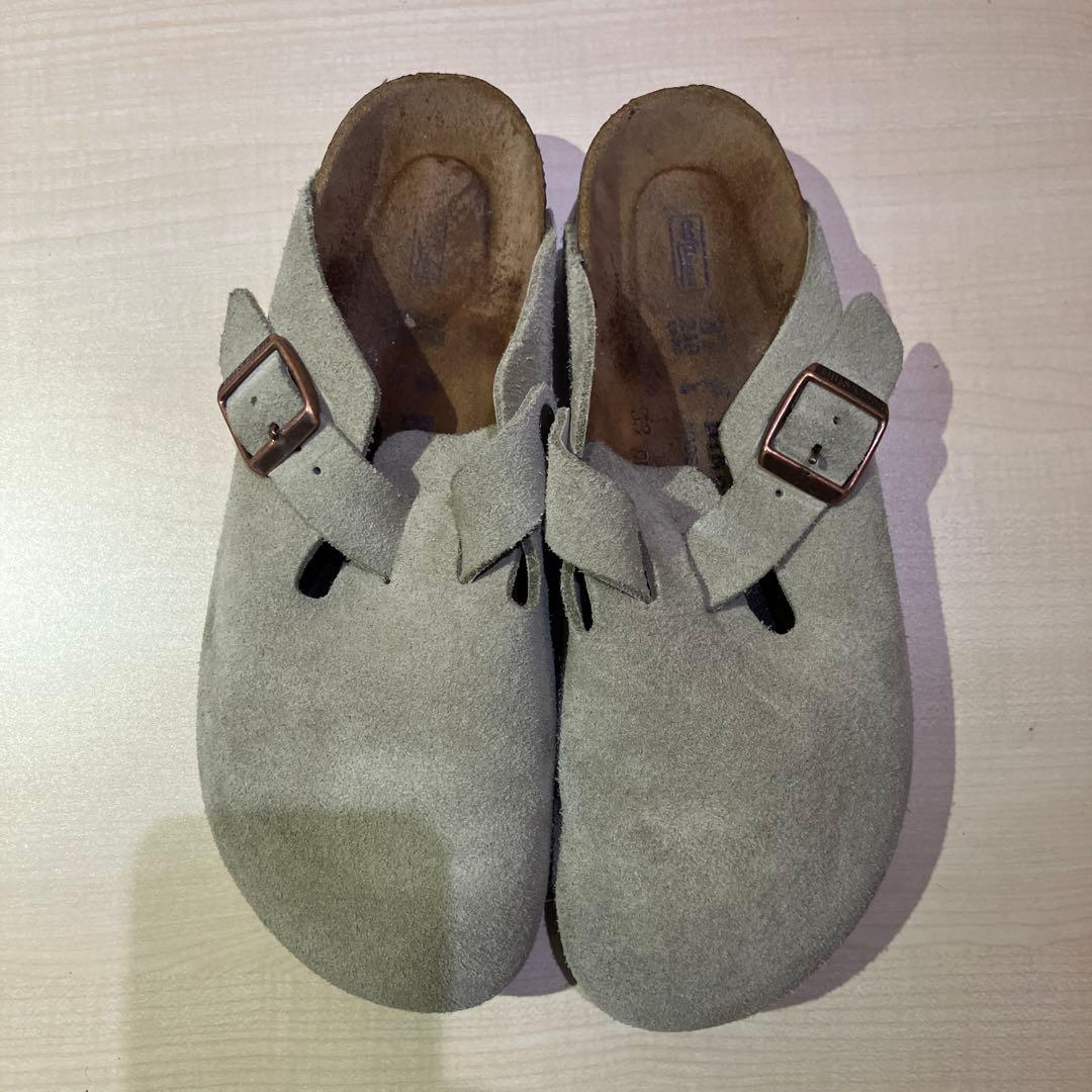 BIRKENSTOCK Boston LEVE ベージュ牛革スエード サンダル