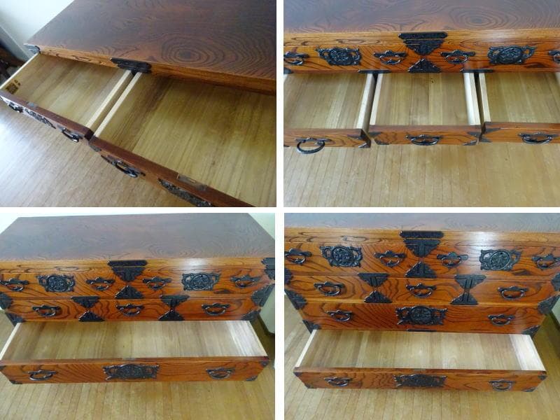 岩屋堂箪笥　菊幸　整理箪笥　チェスト　欅材　拭漆塗り　南部鉄器金具　伝統工芸品