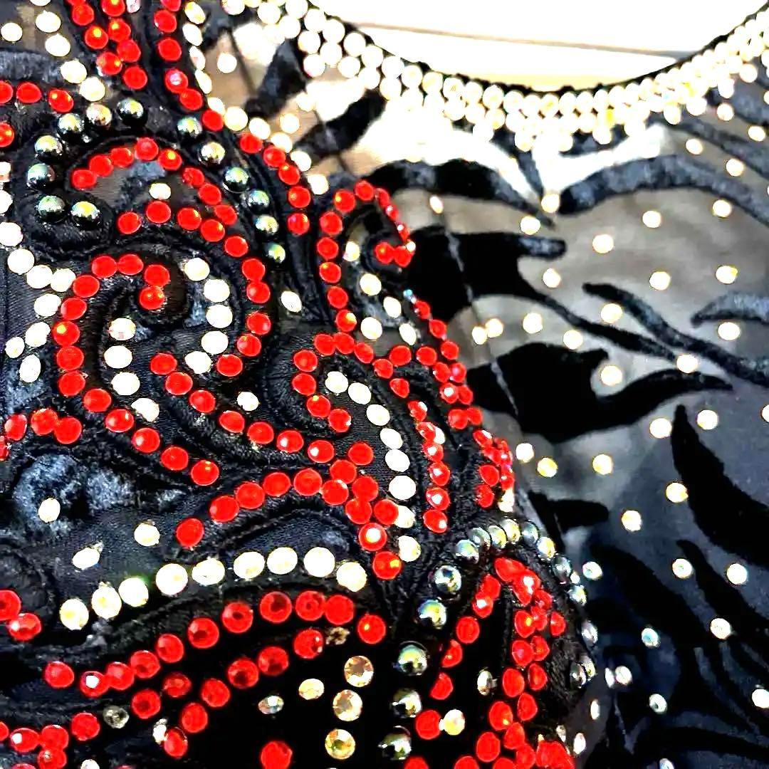 社交ダンス　スタンダード 黒と赤の鮮やかなドレス