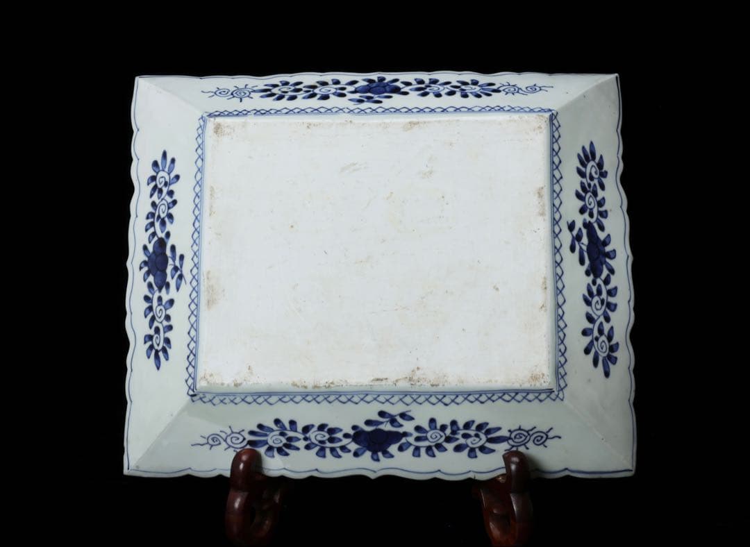 古伊万里 染付 唐獅子 大皿 角皿 飾皿 骨董品 古美術品 和骨董