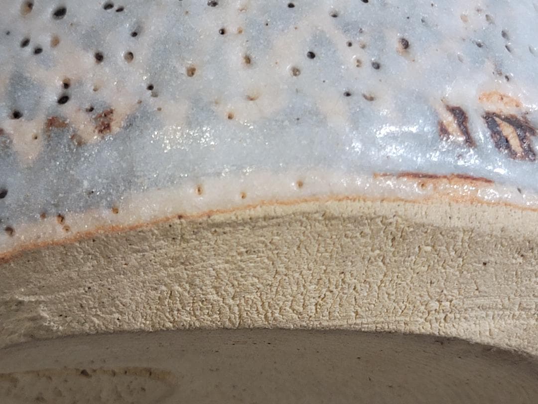 茶道具 鼠志野 水指 塗替蓋 共箱 DT475