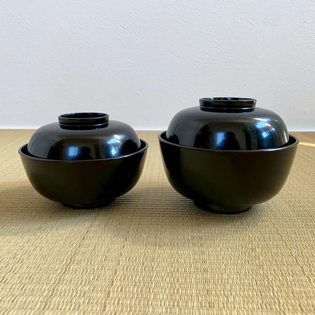 輪島塗 布着【四つ椀 5客組】小丸椀 入れ子 天然木 漆塗 黒真塗 懐石 茶道具