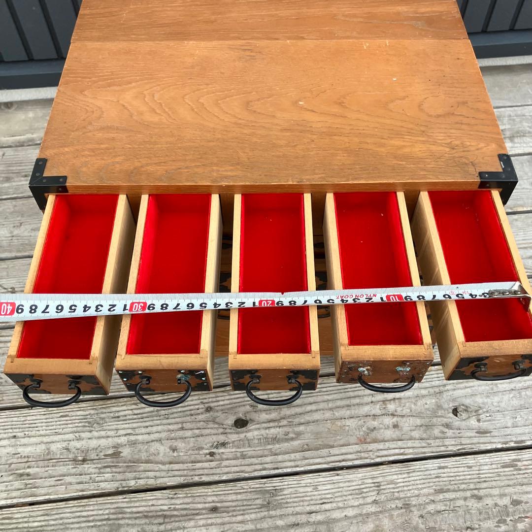 昭和レトロ 木製薬箱 薬箪笥 ミニチェスト 小箪笥 引き出し収納 17杯 5段