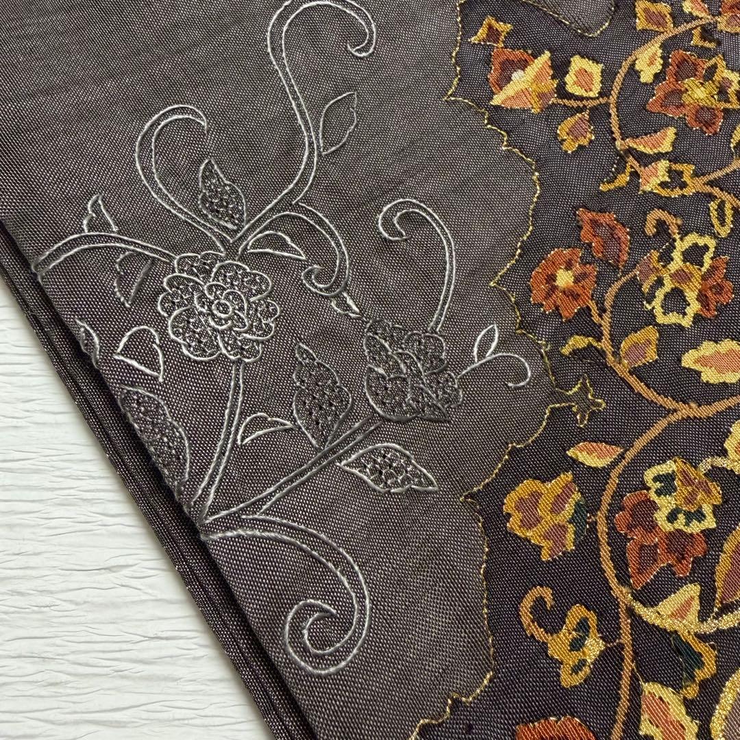 m-91 明綴れ 蘇州・汕頭刺繍　金糸 正絹 袋帯　未使用極美品