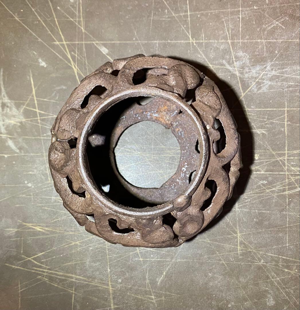 ヴィンテージ　美品アイアン製　ミニ鉢台　２個セット　 水耕育苗用ビーカー付　レア