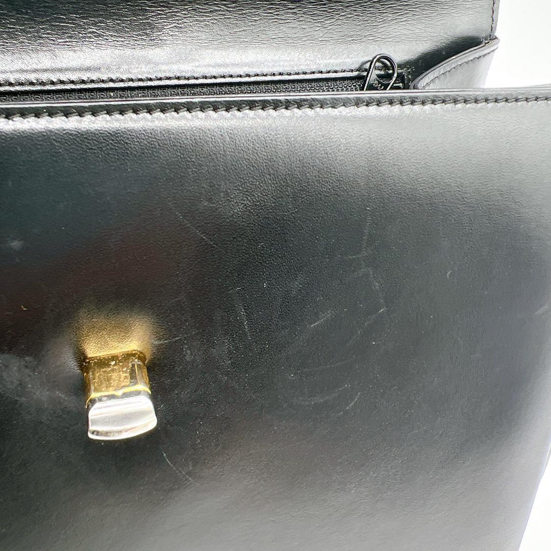 WAKO カーフレザー ターンロック金具 フォーマルバッグ ブラック f528