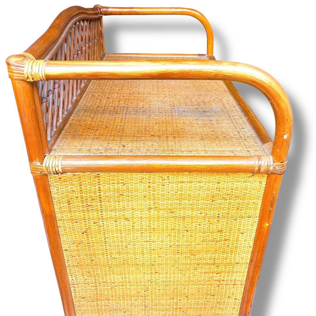 美品 ラタン調 籐 タンス チェスト 5段収納家具 ナチュラル 引き出し6個