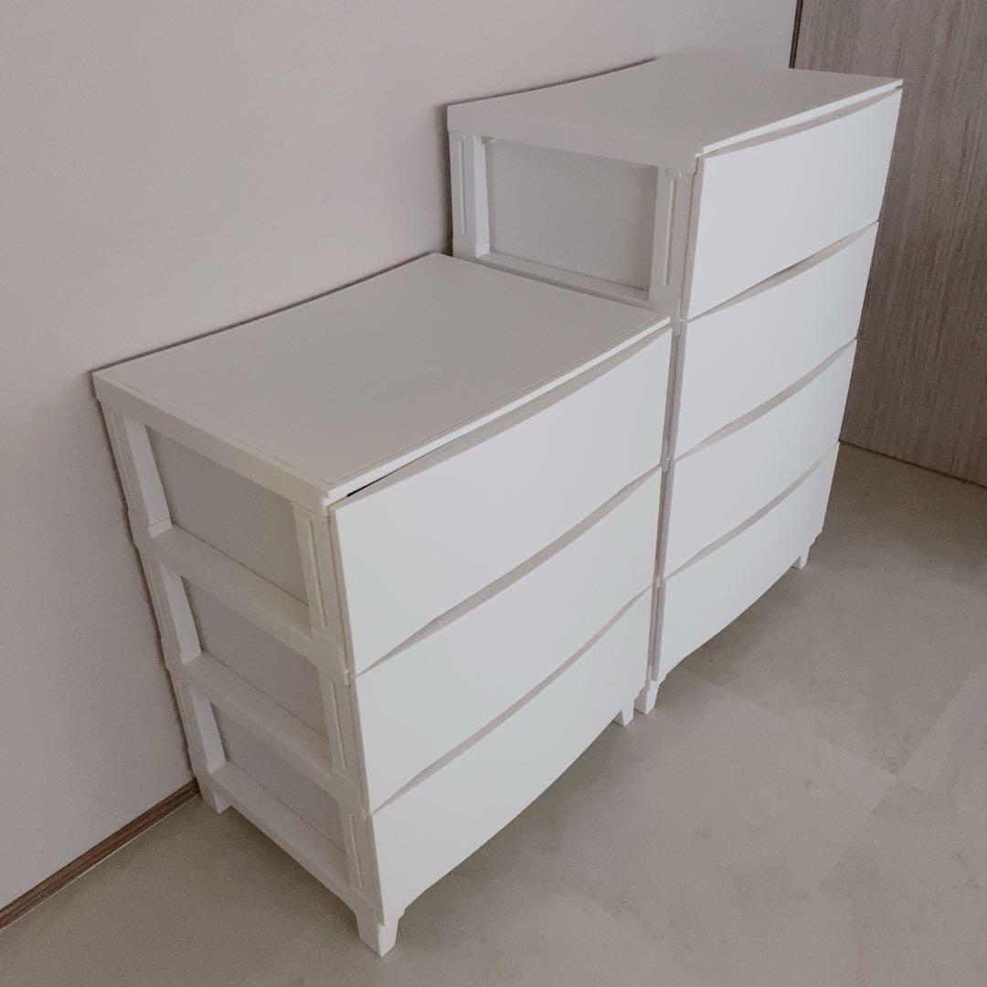 洋服 収納 チェスト ワイド 4段＋3段 セット