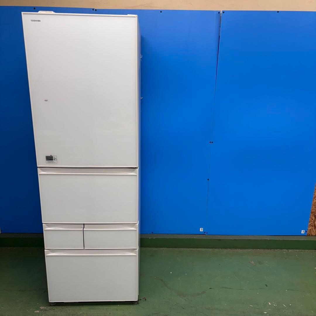 592セット購入割有り　東芝大型冷蔵庫400L強　自動製氷　右開き　タッチパネル