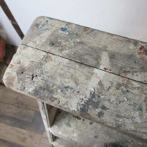 イギリス アンティーク 家具 木製ラダー ステップ はしご ペイント 6119e