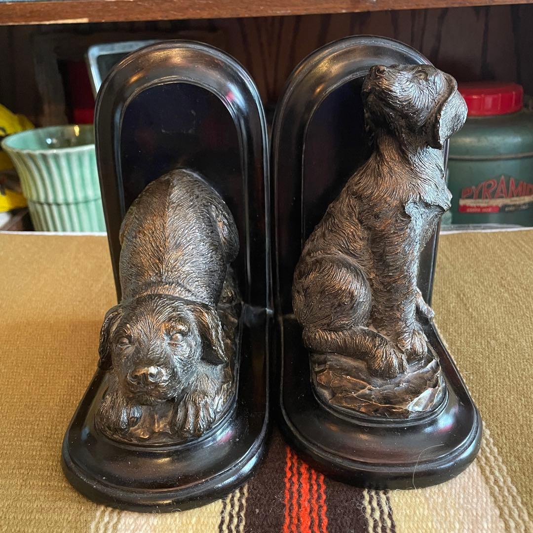 希少品！50's〜60's アメリカアンティーク　犬のブックエンド置物USA