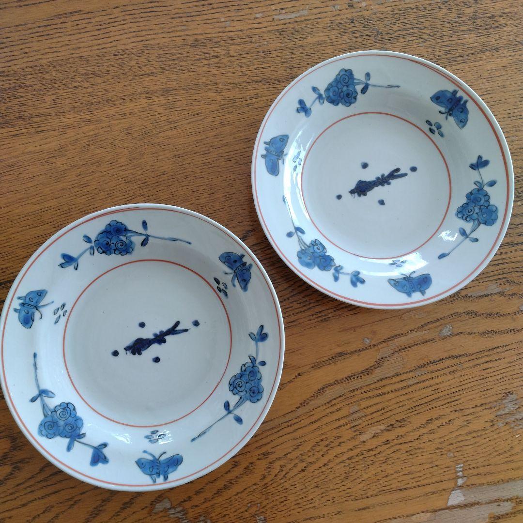 正木春蔵 タンパン呉須魚文深皿 七寸 二枚